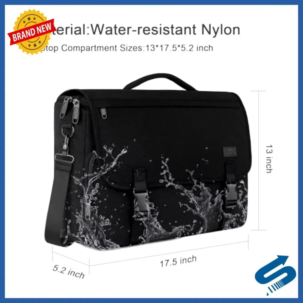 Large 17.3 Inch Laptop Messenger Bag, Crossbody Briefcase for Work School Travel
